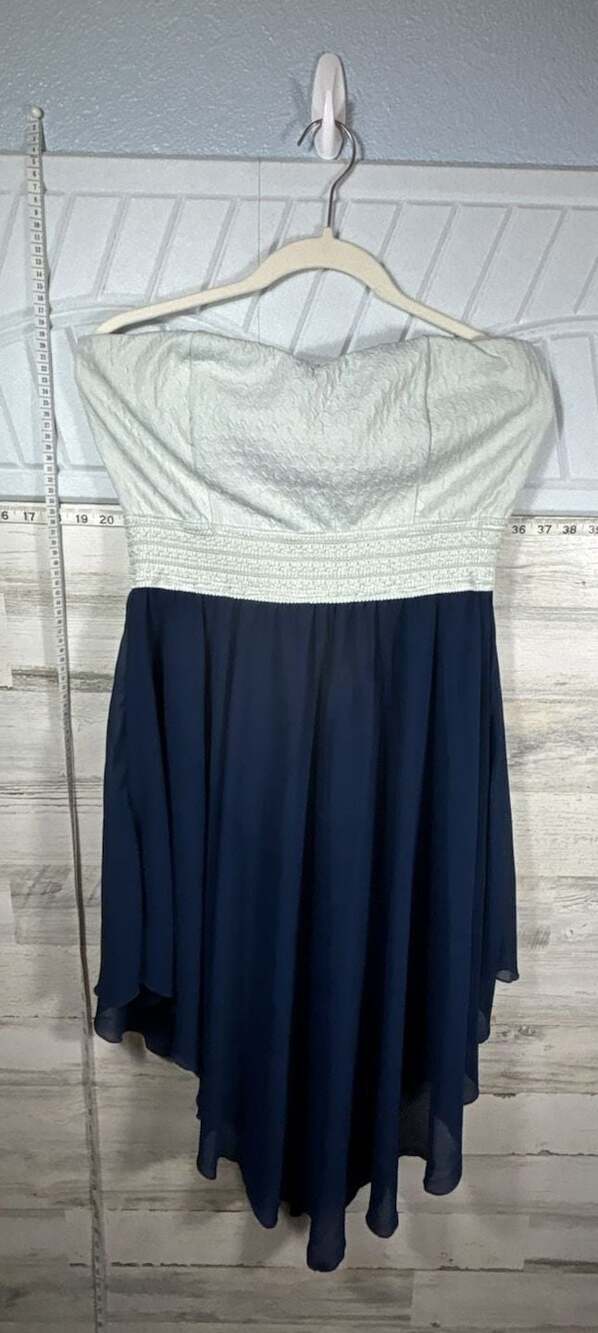 rue21 Size XL White and Blue Strapless High-Low Dress